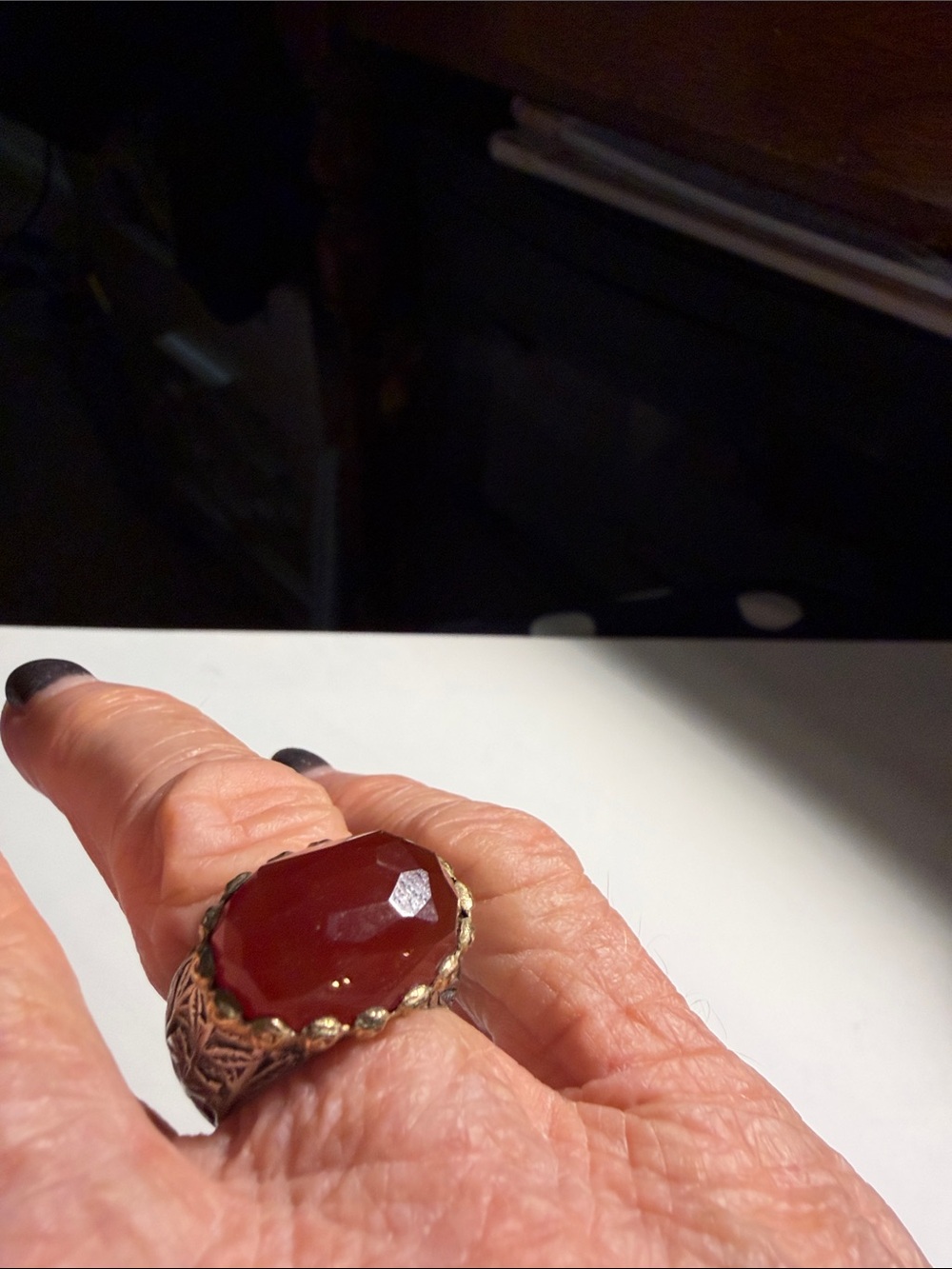 Carnelian Stone silver and gold  Statement Ring - Women Jewelry